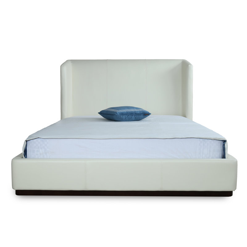 Bali Vegan Leather Wingback Bed, Queen, Cream