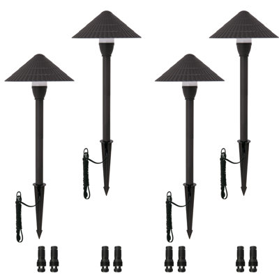 Ensemble de 4 lumières de chemin à DEL intégrées en aluminium huilé à basse tension bronze huilé