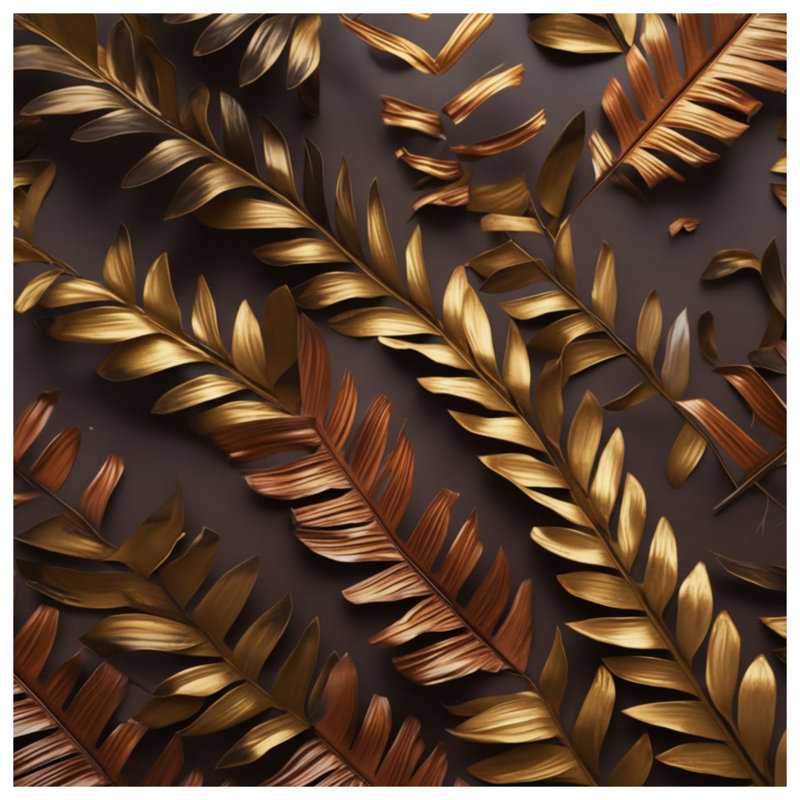 Couvertures de feuilles de palmier tropicales, L 50 po x H 60 po, Dark Brown Gold