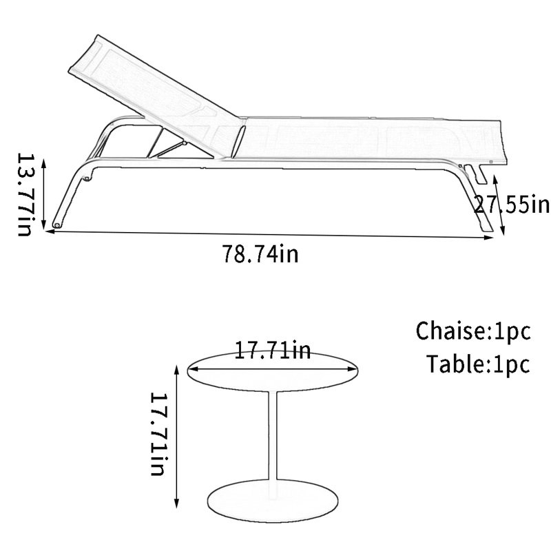 Outdoor Chaise Lounge Set with Table