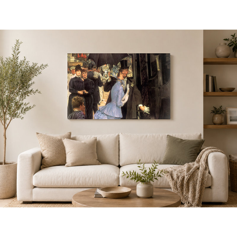 Élégant couple partant - art mural sur toile paysage, 18" W x 12" H