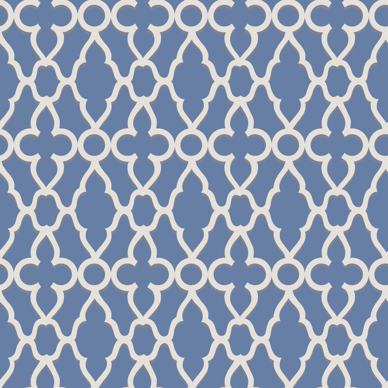 Pearwood Geometric Wallpaper Roll, Blue/White