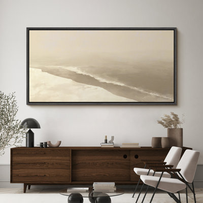 Large Framed Canvas Print Wall Art - Neutral Abstract Beach Landscape Print for Modern Home Decor