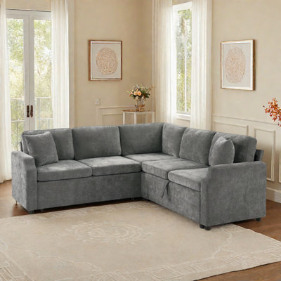 L-shaped Sectional Sofa With Hidden Storage Compartment