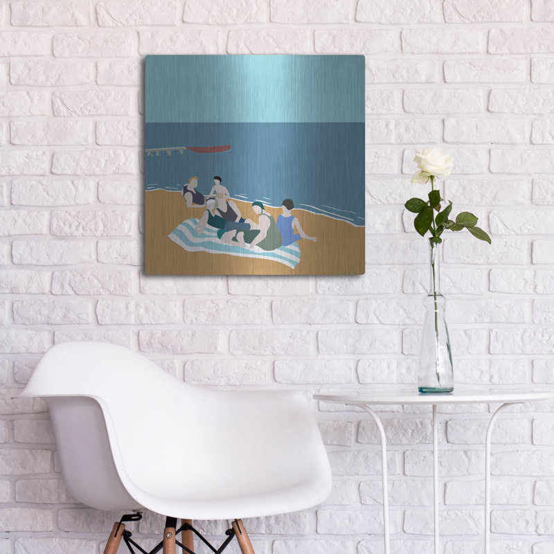 Art mural en métal luxueux «Vintage Bathers» par Layla Oz, 24 po x 24 po, H 24 po x l 24 po