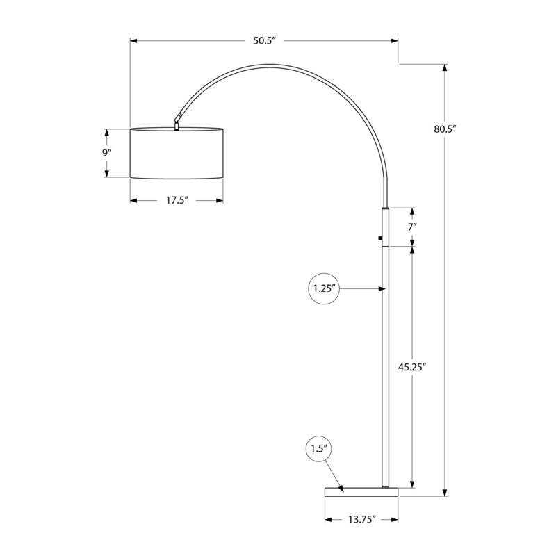 Lighting, 81 po, lampe sur pied, métal noir, abat-jour noir, contemporain