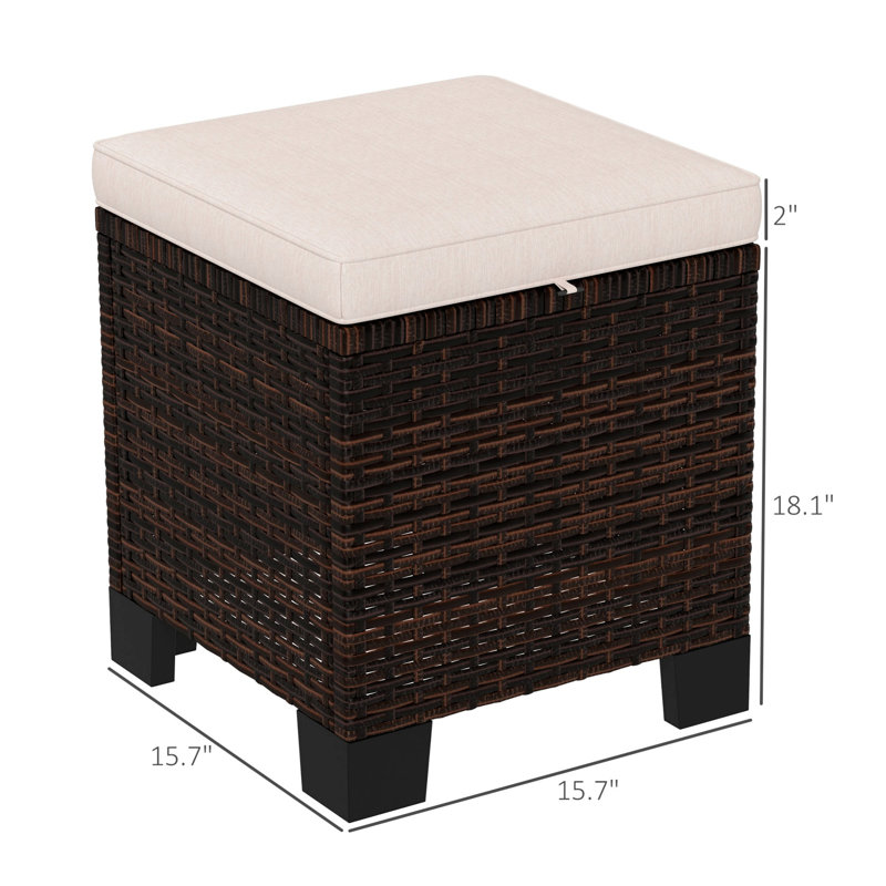 Set of 2 Ottoman, Outdoor Ottomans, Blanc, crème