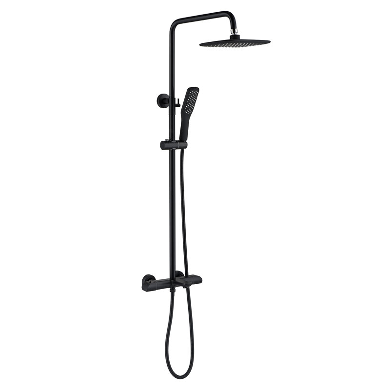 10.04*7.68" Thermostatic Shower System Rain Shower Head Set, 3 Function Metal Wall Mount Exposed Shower System with Rough-in Valve