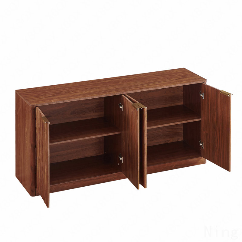 Armoire de rangement incurvée 59 po, H 27,7 po x l 59 po x P 15,7 po, Brun