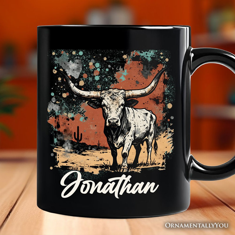 Tasse de taureau Western Western, cadeau de rodéo Cowboy avec nom personnalisé