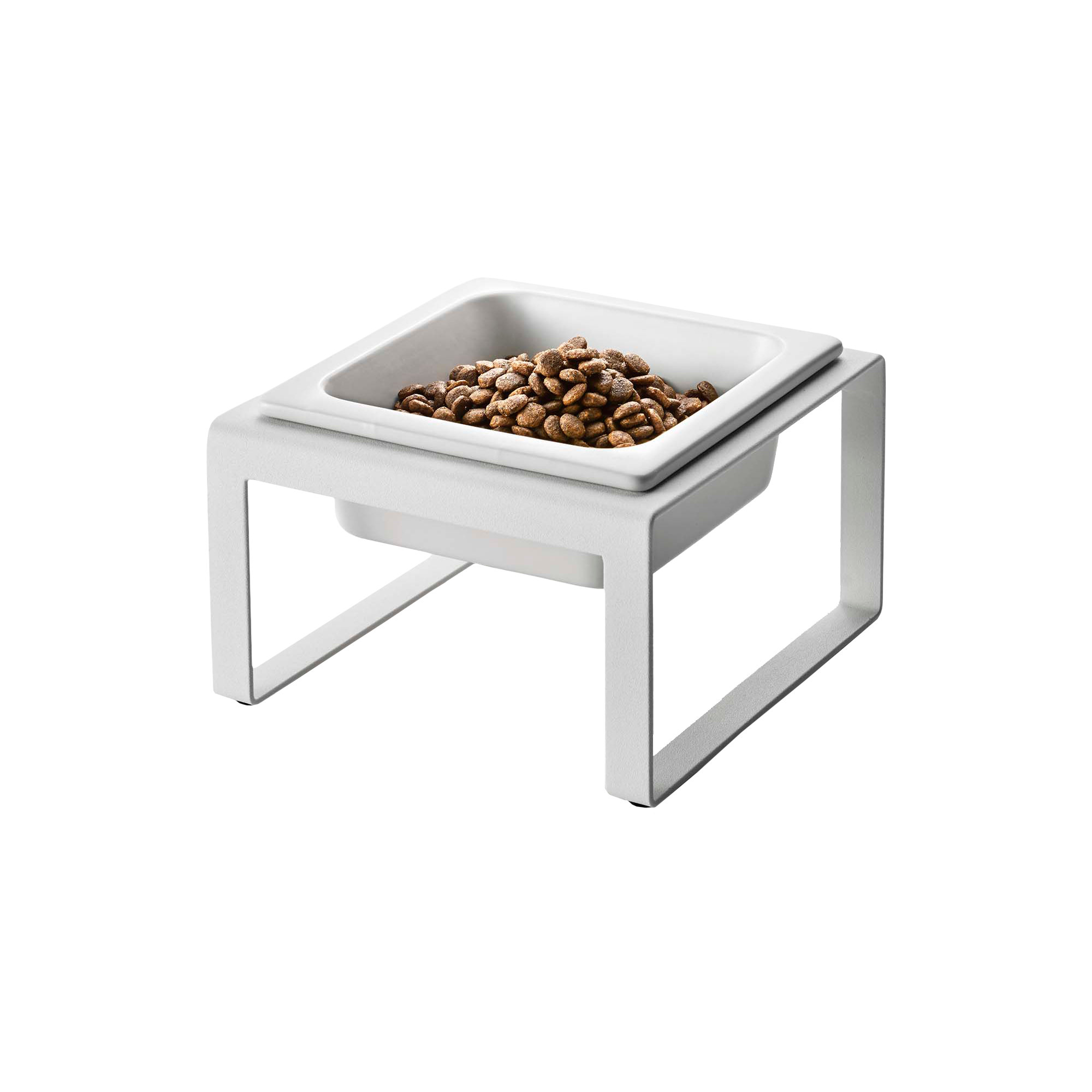 Steel and Ceramic Elevated Feeder, White
