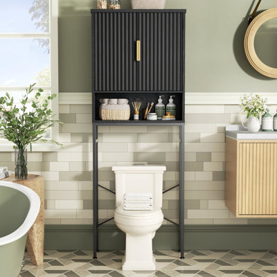 Over The Toilet Storage Cabinet With Fluted Doors