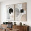 Black & Beige Abstract Geometric Wall Art Set, Boho Minimalist Framed Canvas Decor