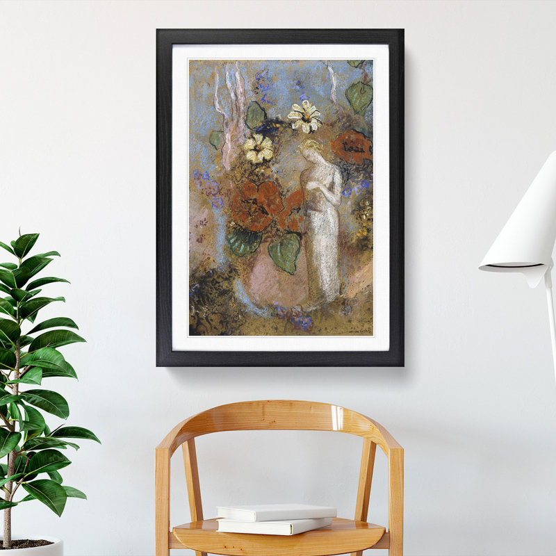 Pandora Vol.3 by Odilon Redon - Picture Frame Painting, 36cm H x 27cm W x 2cm D, Black Framed