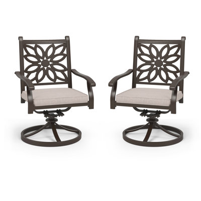 Ragusa Swivel Patio Dining Armchair with Cushion by Red Barrel Studio