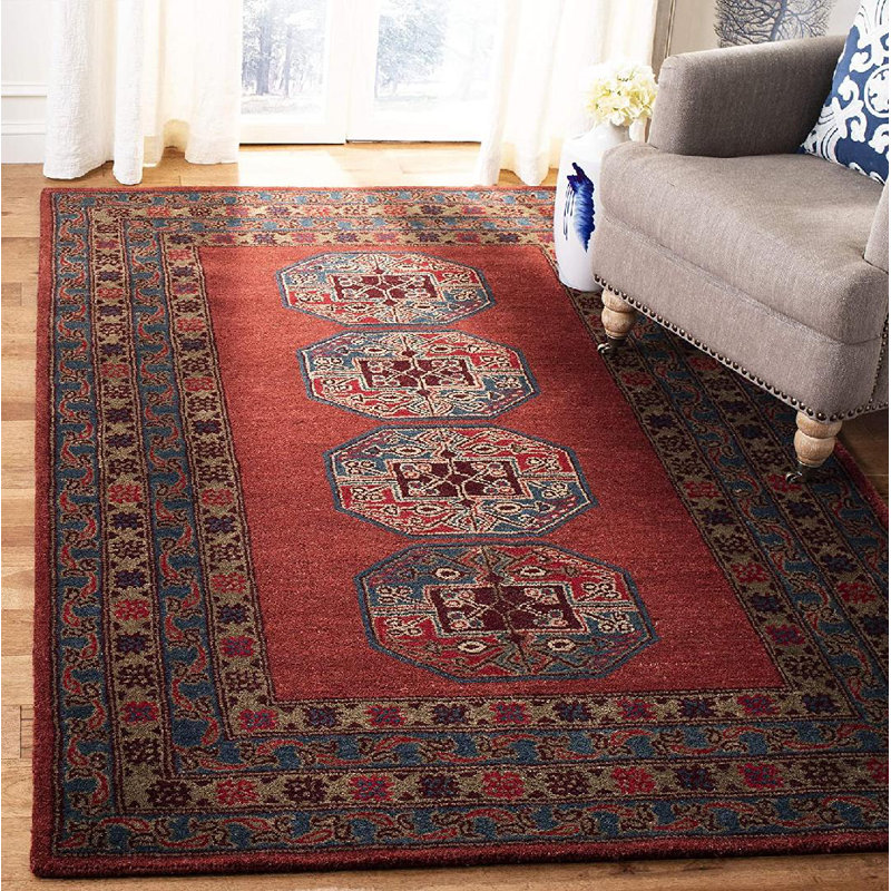 Wahcheechee Hand Tufted Wool/Cotton/Latex Oriental Rug in Red, Rectangle 3' x 5'
