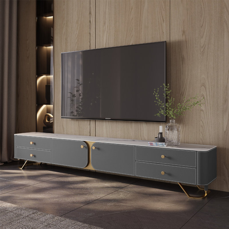 Meuble télé moderne et luxueux, 94.49", Gris