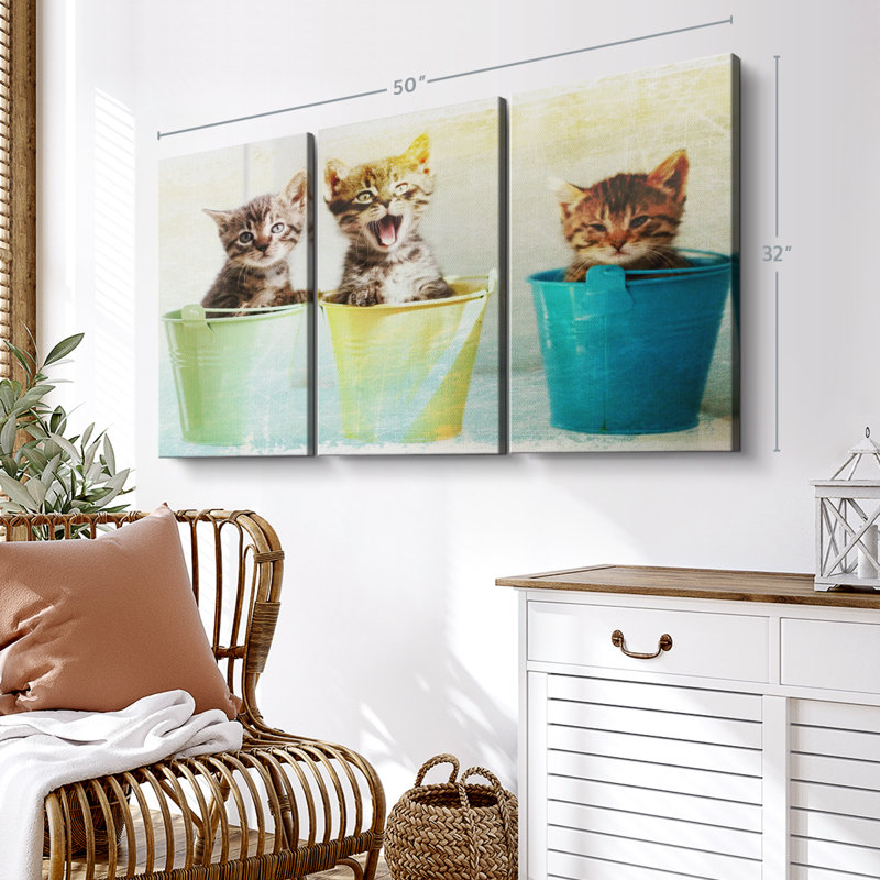"Chatons" 3 pièces, H 32 po x l 50 po