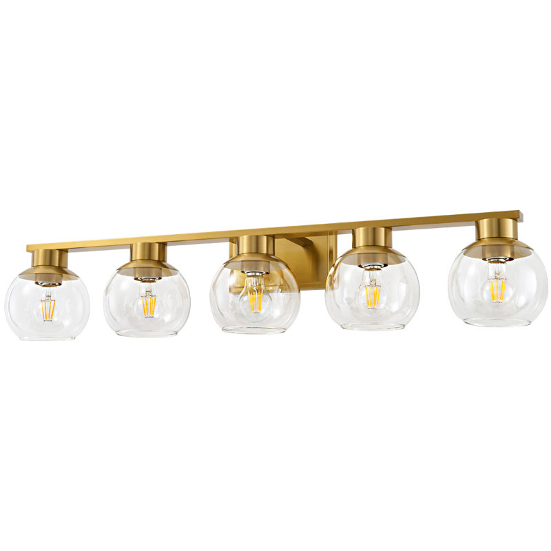 Geneva Dimmable Bathroom Vanity Light Fixtures, Gold, 5