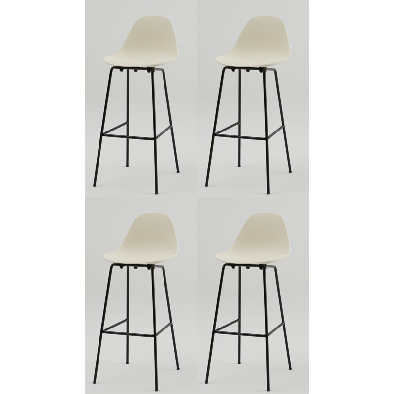 Tabouret de comptoir TA - Noir - Base noire, Tabouret de bar (siège d'une hauteur de 29,5 po), Noir, Crème