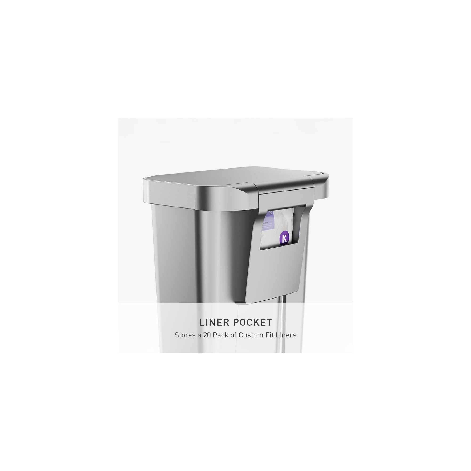 Simplehuman 45 Liter / 12 Gallon Rectangular Kitchen Step Trash Can with Soft-Close Lid, Plastic, Alloy