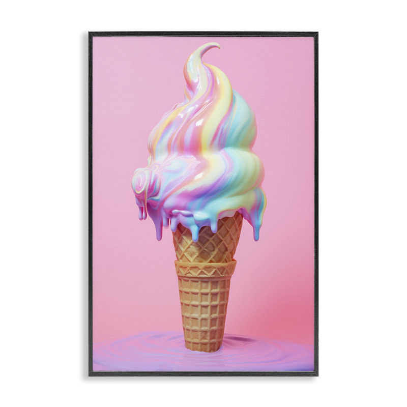 Dripping Pastel Ice Cream, art de la giclée encadrée par Raymond Powers, H 30 po x l 20 po, Estampe numérique Farmhouse
