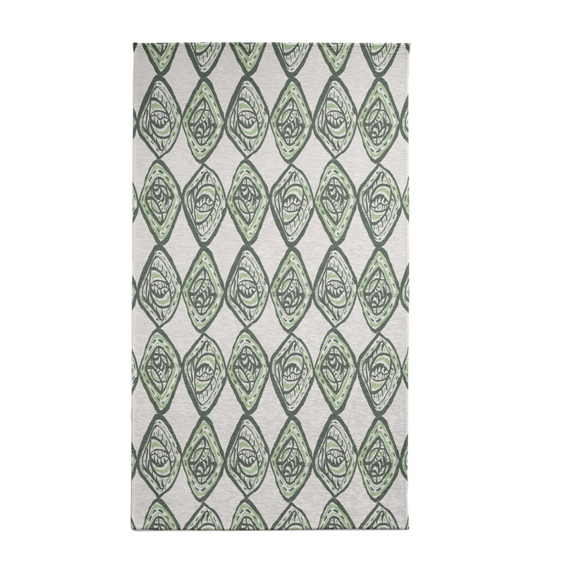 Vert géométrique/Tapis décoratif beige, Rectangle 4 pi x 6 pi