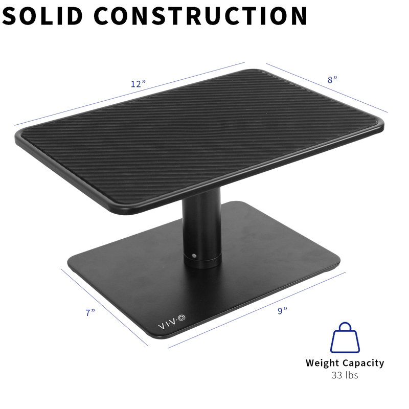 Black Adjustable Aluminum and Steel Monitor Riser Stand