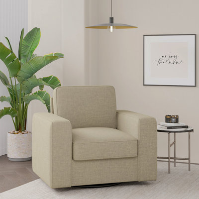 Modern Upholstered Sofa For Single, Rotatable Arm Chair With Thick Cushion And Removable Backrest, Comfy Lounger For Small Apartment, Dorm, Or Guest R