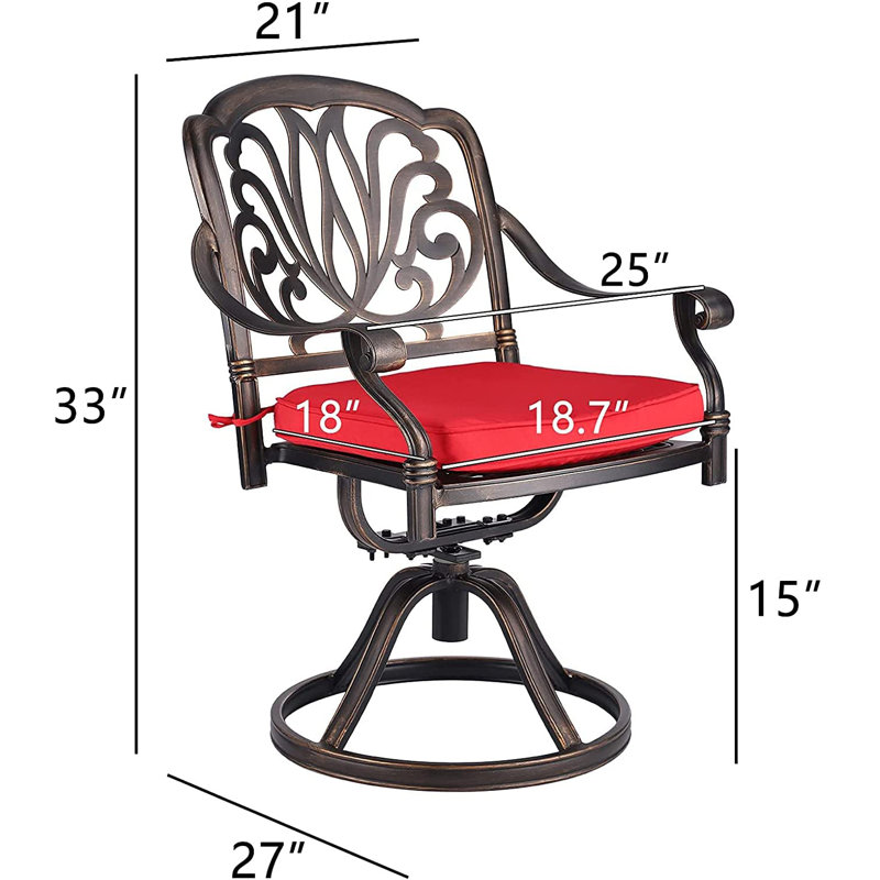 Chaise de patio avec coussin Akshara, Rouge