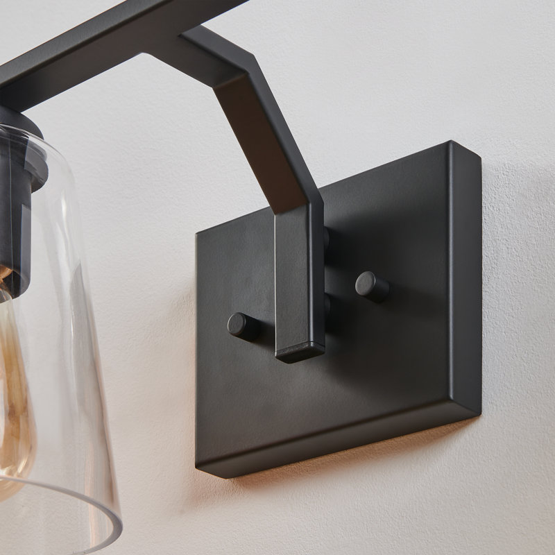 Éclairage pour meuble-lavabo noir mat avec abat-jour en verre transparent, 4
