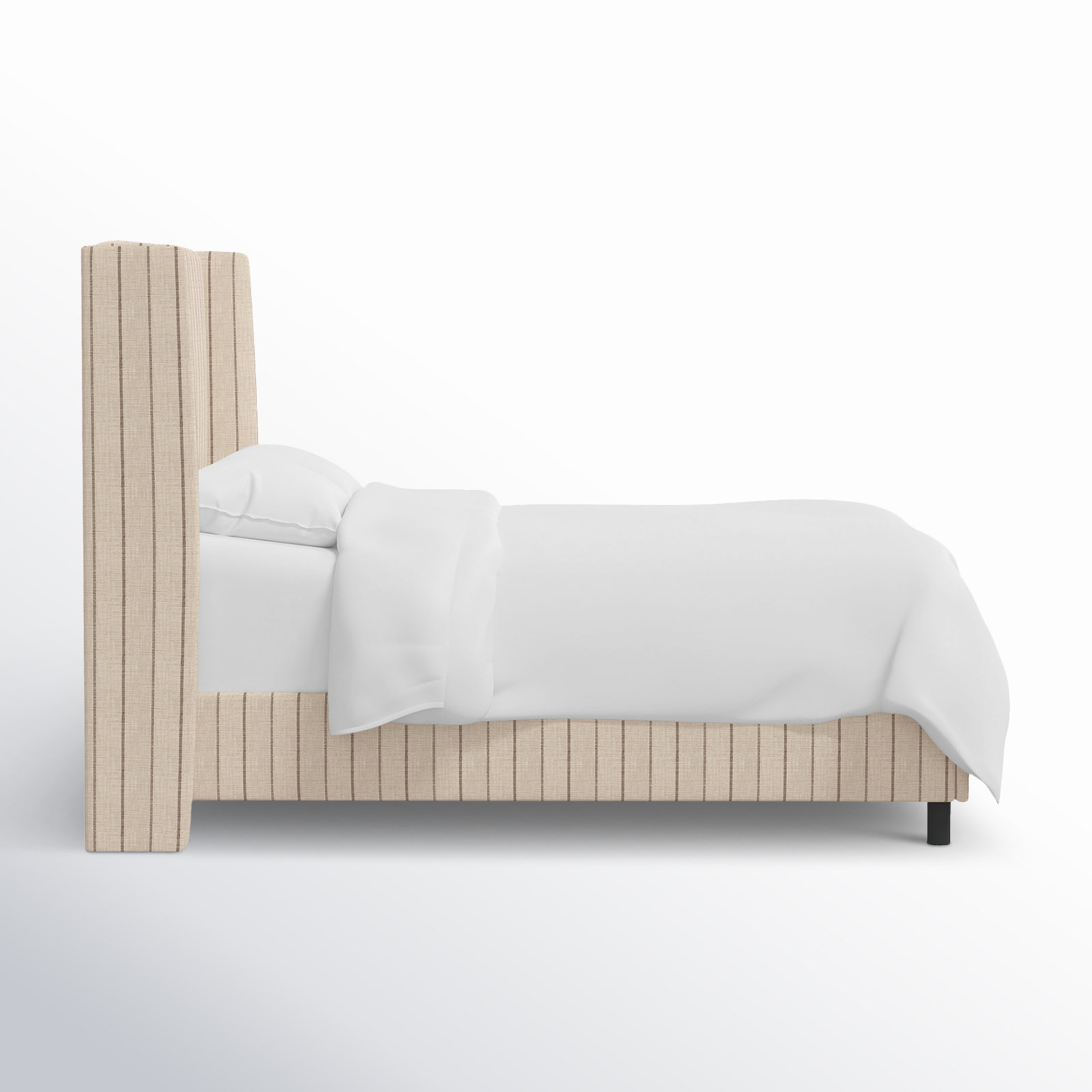 Tilly Upholstered Wingback Bed, Queen, Fritz Charcoal Stripe
