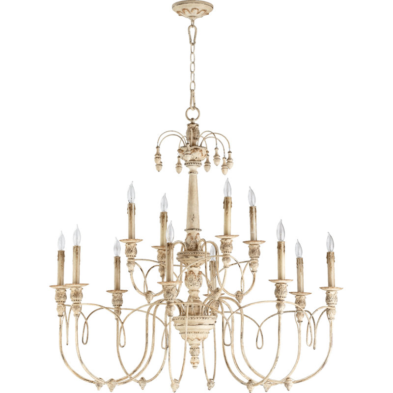 Lustre à niveaux 12 lumières de style bougie Solange