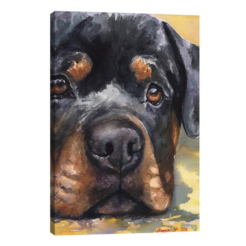 Rottweiler by George Dyachenko - Painting on Canvas, No Frame, 66.04 cm H x 45.72 cm W x 3.175 cm D