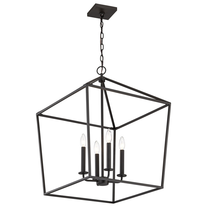 Lustre rectangulaire 4 lumières Azair, H 24,13 po x l 17 po x P 17 po, Noir mat