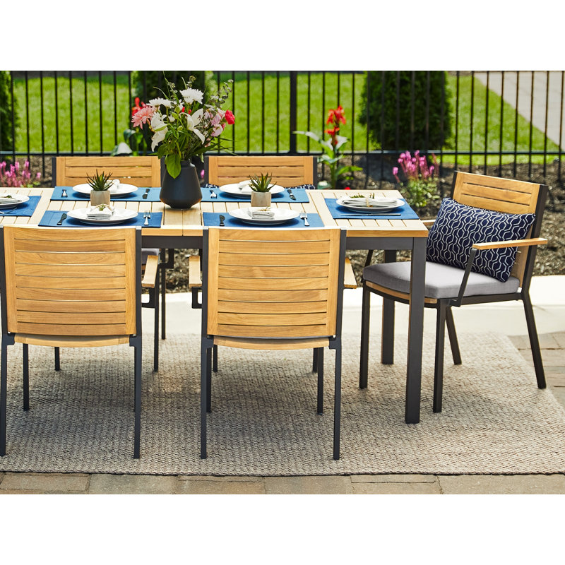 Outdoor Furniture Monterey 7 Piece Dining Set with 96 in. Table, Cast Slate Sunbrella® Plainweave