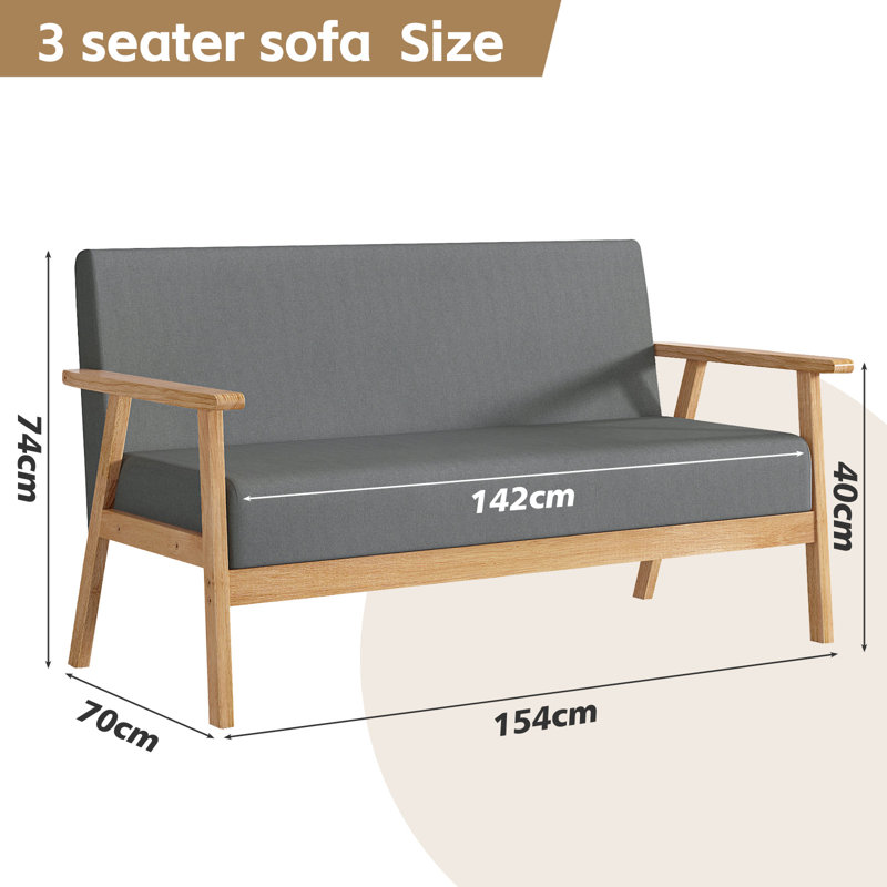Mosser Upholstered Accent Chair, 74cm H x 154cm W x 70cm D, Grey