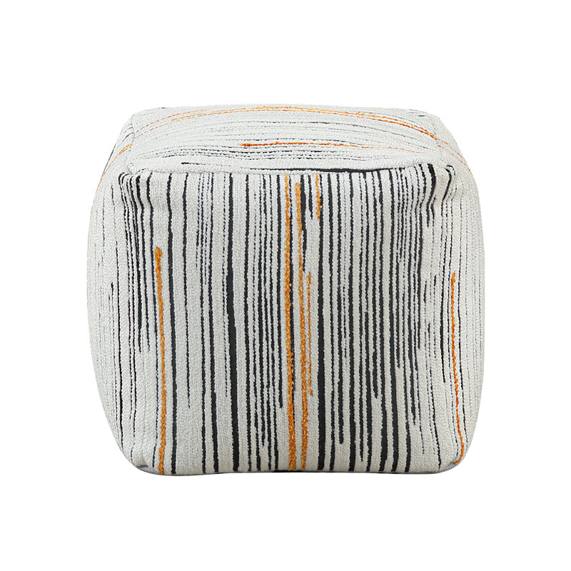 Modern Square Pouf Jacquard Fabric Upholstery Ottoman (Only Including Ottoman), Multi Fabric Abstract 2