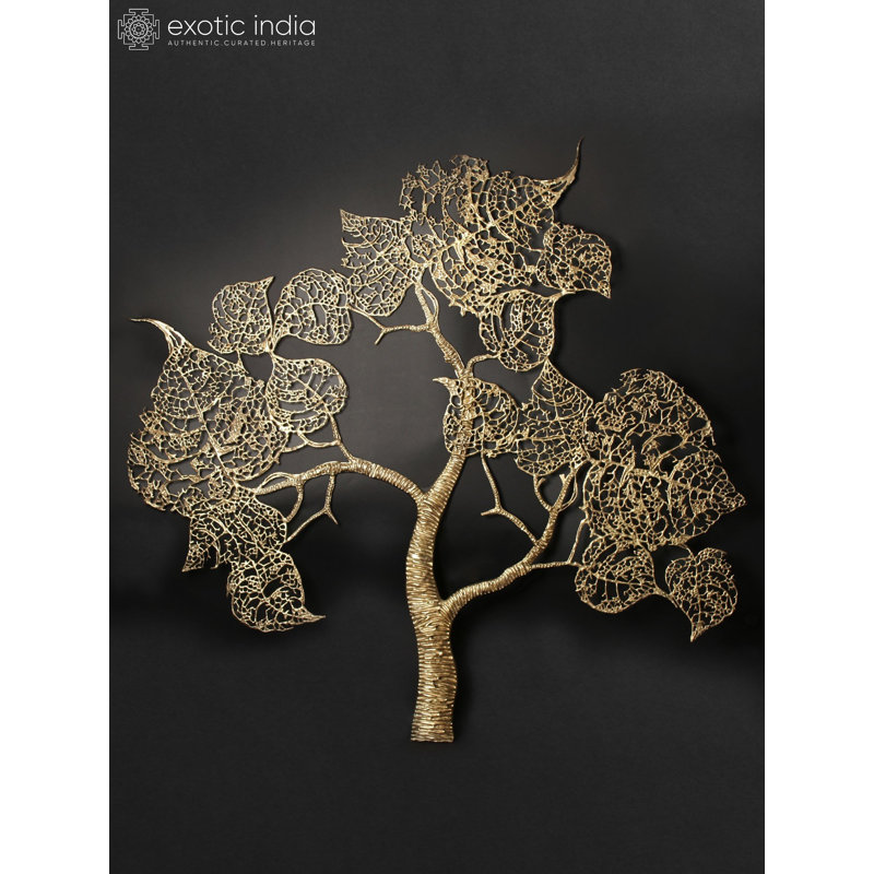Très grand arbre mural 80 po - arbre Bodhi sacré en laiton fabriqué à la main avec un jeu de lumière - décoration murale