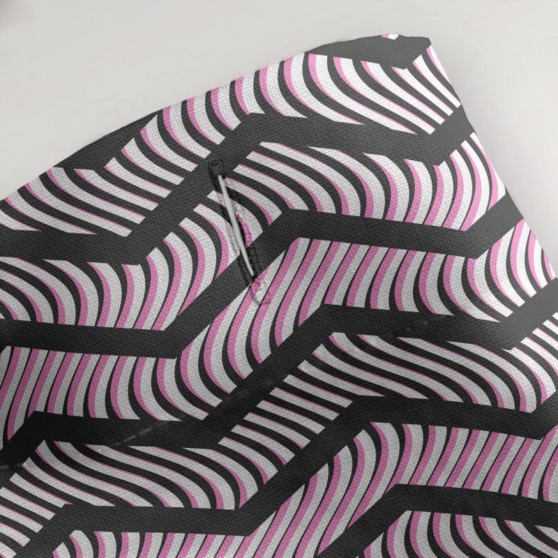 Rideau de douche simple à chevrons ondulés, Noir / Rose