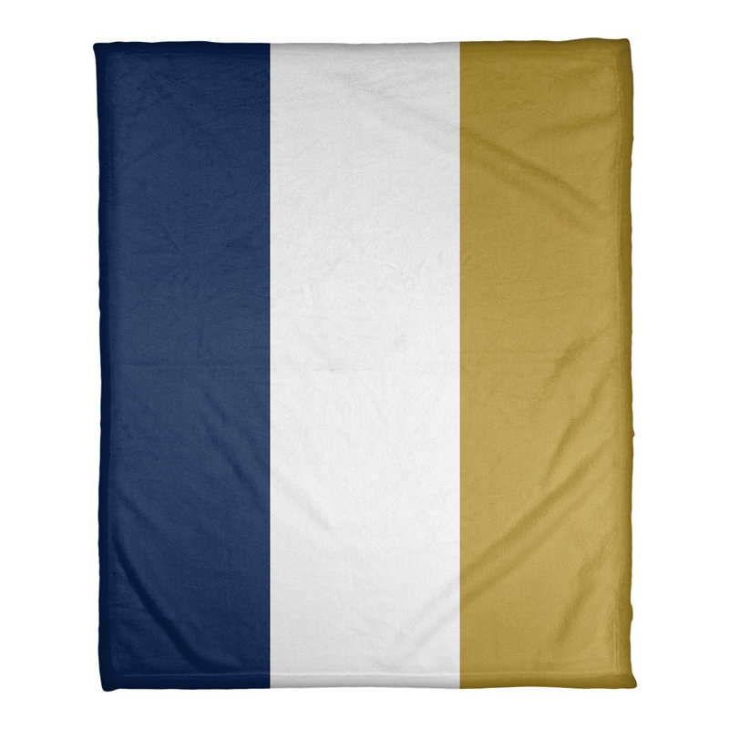 Quilted Throw Blanket, 62.5" W x 82.5" L, Navy Blue/White/Gold