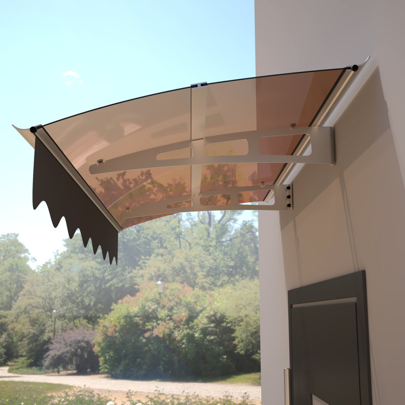 Door Window Awning 59"X34" - Polycarbonate & Aluminum Rainproof Uv80+ Protection For House Roof Brackets Uv50+ Heat