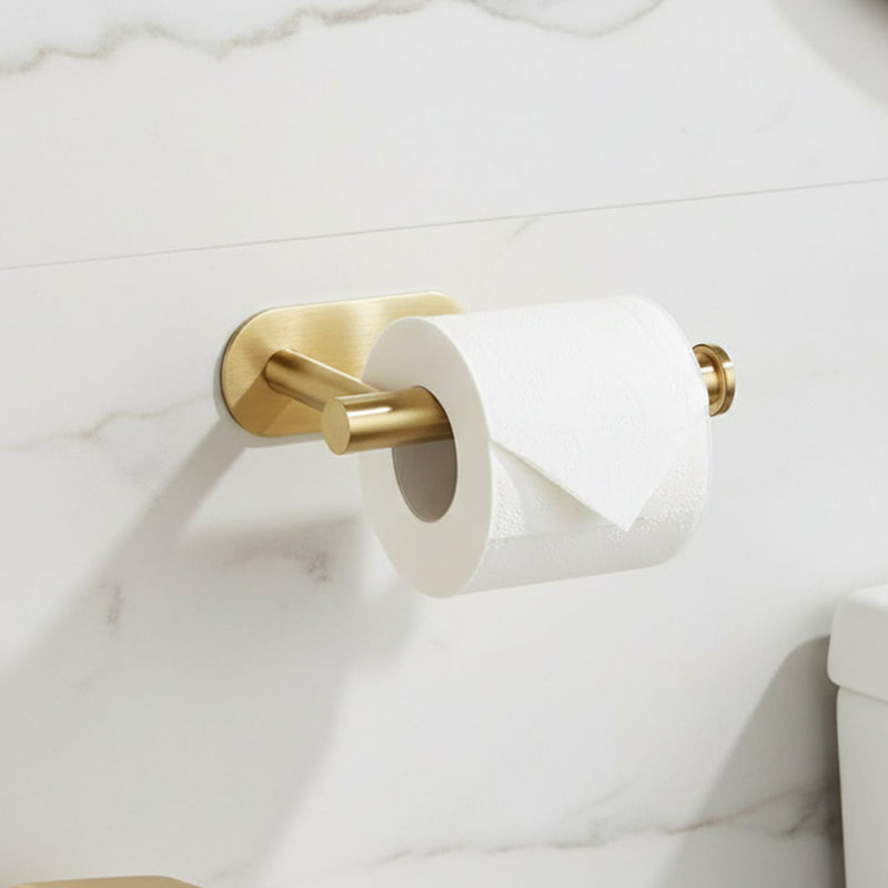 Porte-papier hygiénique auto-adhésif - fixation murale, acier inoxydable SUS 304 - noir mat, Doré