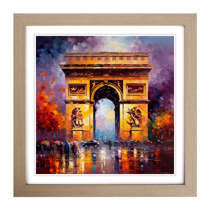 Arc de Triomphe Neo-Impressionism - Framed Print, Oak