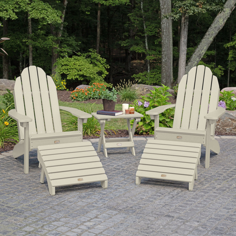 Chaise Adirondack en plastique avec repose-pieds Milaca, Blanchir