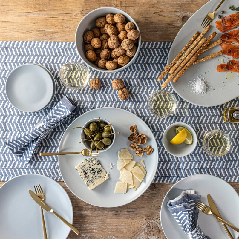 Over&Back Coupe Semi Hand-Finished Stoneware Appetizer Plates, Light Blue
