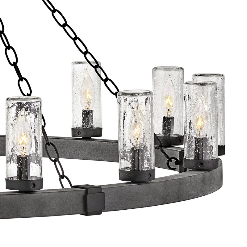 Sawyer 15 -Bulb 28.5" H Outdoor Chandelier, Aged Zinc