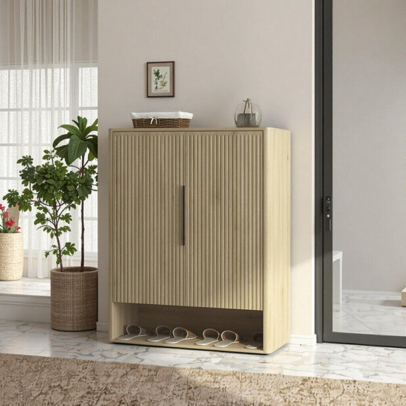 Armoire à chaussures moderne en bois avec tablettes réglables pour le vestibule, Bois