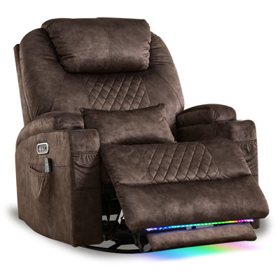 Upholstered Velvet Power Reclining Heated Massage Chair