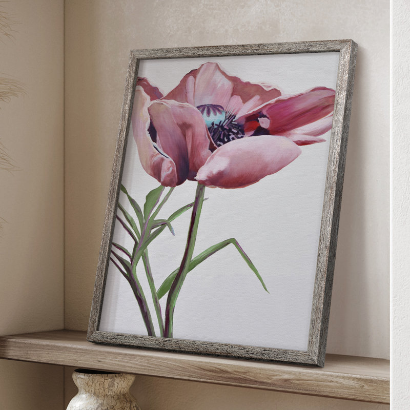 Paris Poppy Framed Print - Solid Wood, 11" H x 9" W